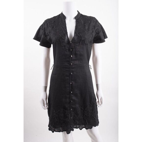 Veronica Beard Womens Archie Eyelet Applique Mini Dress Sz 2 Black NWT NO BELT - Picture 1 of 7
